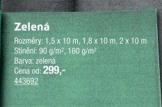 Tkanina stínicí Zelená - UNI HOBBY akcniletaky.com