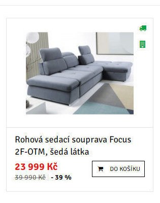 Rohová sedací souprava Focus 2F-OTM, šedá látka - ASKO akcniletaky.com