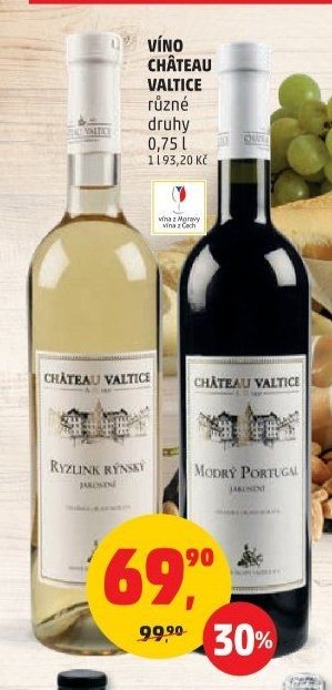 VÍNO CHÂTEAU VALTICE různé druhy 0,75 l