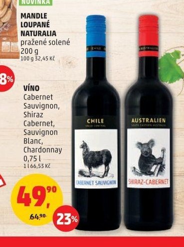 VÍNO Cabernet Sauvignon, Shiraz Cabernet, Sauvignon Blanc, Chardonnay 0,75 l