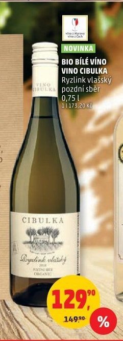 VINO CIBULKA BIO BÍLÉ VÍNO Ryzlink vlašský