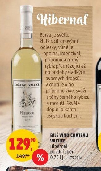 VÍNO CHÂTEAU VALTICE Hibernal pozdní sběr 0,75 l