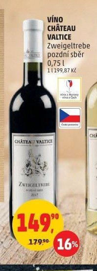 VÍNO CHÂTEAU VALTICE Zweigeltrebe pozdní sběr 0,75 l