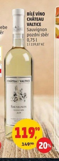 BÍLÉ VÍNO CHÂTEAU VALTICE Sauvignon pozdní sběr 0,75 l