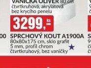 SPRCHOVÝ KOUT A1900A 80x80x175 cm, sklo grafit 5 mm, profil chrom čtvrtkruhový, bez vaničky - bauMax akcniletaky.com