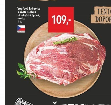 Vepřová krkovice s kostí Globus v kuchyňské úpravě, v celku 1 kg
