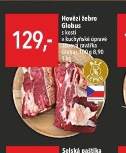 Hovězí žebro Globus s kostí v kuchyňské úpravě 1 kg