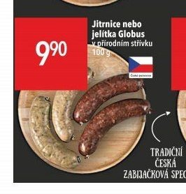 Jitrnice nebo jelítka Globus v přírodním střívku 100 g