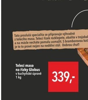Telecí maso na řízky Globus