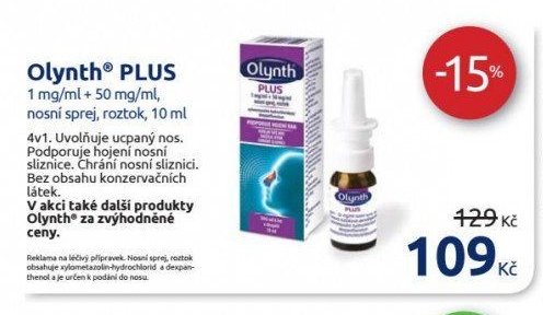 Olynth PLUS 1 mg/ml + 50 mg/ml, nosní sprej, roztok, 10 ml