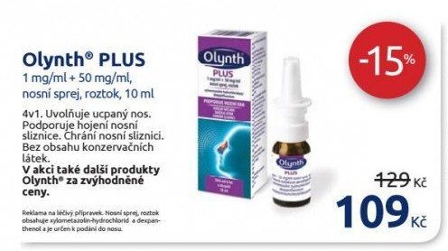 Olynth PLUS 1 mg/ml + 50 mg/ml, nosní sprej, roztok, 10 ml