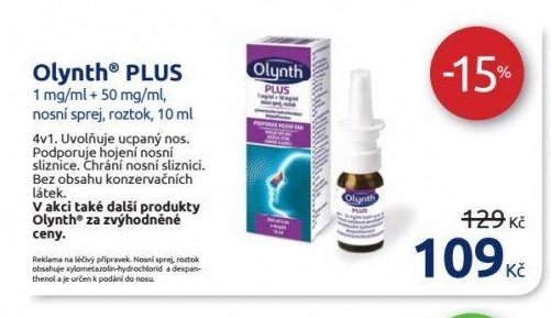 Olynth PLUS 1 mg/ml + 50 mg/ml, nosní sprej, roztok, 10 ml