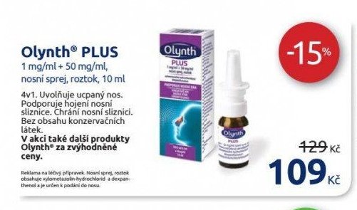Olynth PLUS 1 mg/ml + 50 mg/ml, nosní sprej, roztok, 10 ml