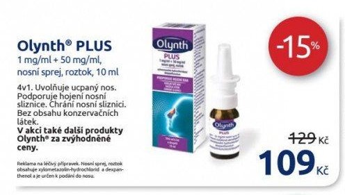 Olynth PLUS 1 mg/ml + 50 mg/ml, nosní sprej, roztok, 10 ml