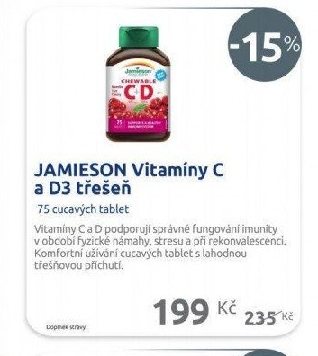JAMIESON Vitamíny C a D3 třešeň