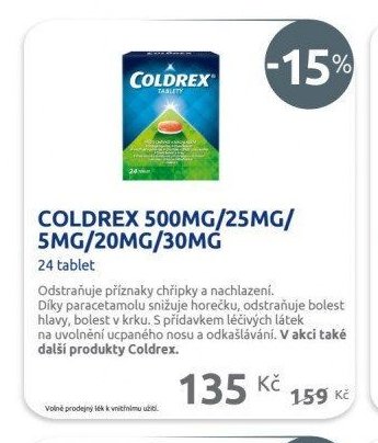 COLDREX 500MG/25MG/5MG/20MG/30MG