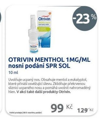 OTRIVIN MENTHOL 1MG/ML nosní podání SPR SOL