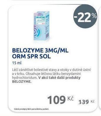 BELOZYME 3MG/ML ORM SPR SOL