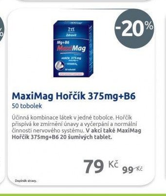 MaxiMag Hořčík 375mg+B6 50 tobolek