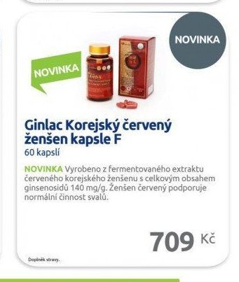 Ginlac Korejský červený ženšen kapsle F 60 kapslí