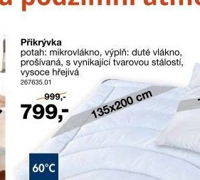 Přikrývka, potah: mikrovlákno, výplň: duté vlákno, prošívaná