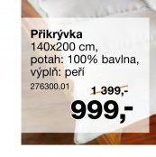Přikrývka 140x200 cm, potah: 100% bavlna, výplň: peří