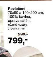 Povlečení 70x90 a 140x200 cm, 100% bavlna, úprava satén