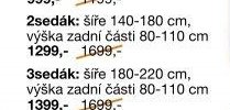 2sedák: šíře 140-180 cm