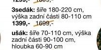 3sedák: šíře 180-220 cm