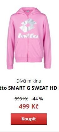 Dívčí mikina Lotto SMART G SWEAT HD FL