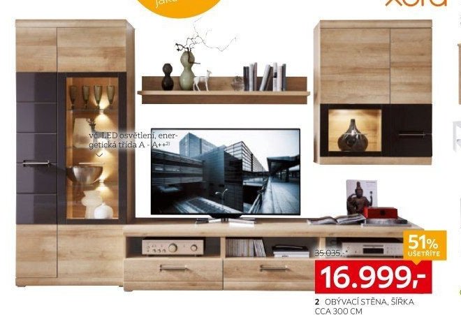 Obývací stěna, šířka cca 300 cm