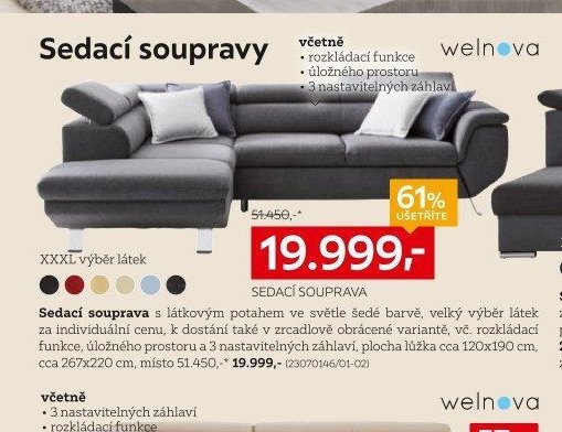 Sedací souprava (šedá, 19.999,-)