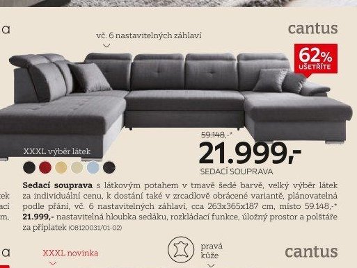 Sedací souprava (tmavě šedá, 21.999,-)
