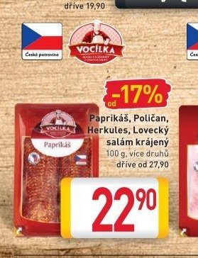 Paprikáš, Poličan, Herkules, Lovecký salám krájený
