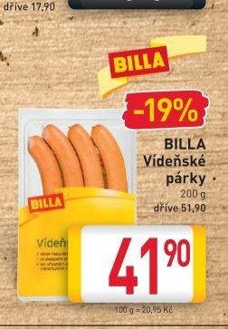 BILLA Vídeňské párky