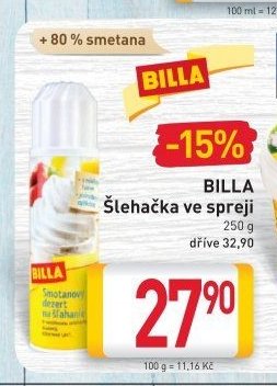 BILLA Šlehačka ve spreji 250 g