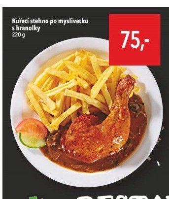 Kuřecí stehno po myslivecku s hranolky