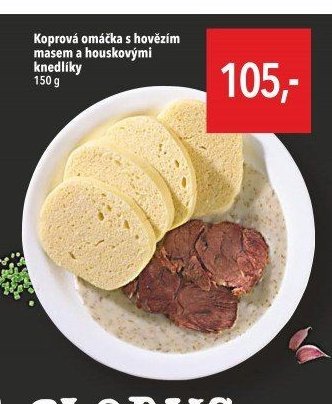 Koprová omáčka s hovězím masem a houskovými knedlíky