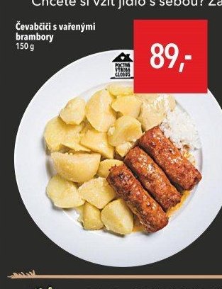 Čevabčiči s vařenými brambory