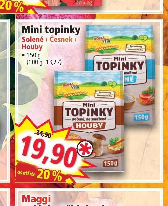 Mini topinky Solené / Česnek / Houby
