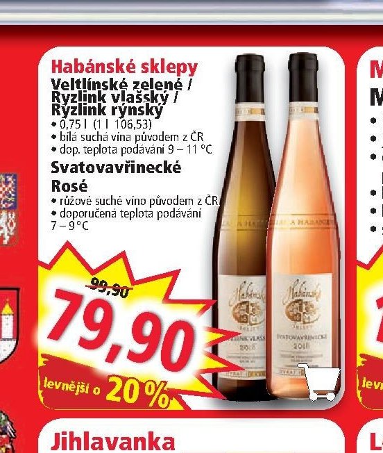 Habánské sklepy Veltlínské zelené / Ryzlink vlašský / Ryzlink rýnský / Rosé