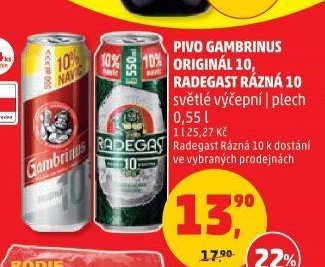 Pivo Gambrinus / Radegast Rázna 10