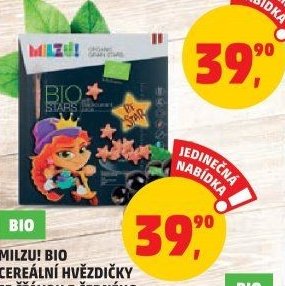 MILZU! BIO CEREÁLNÍ HVĚZDIČKY SE ŠŤAVOU Z ČERNÉHO RYBÍZU 200 g