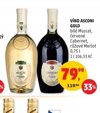Víno Asconi Gold bílé Muscat, červené Cabernet, růžové Merlot 0,75l