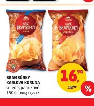 Brambůrky Karlova Koruna solené, paprikové 150g