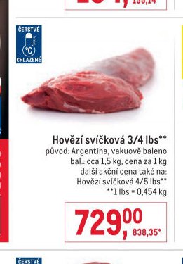 Hovězí svíčková 3/4 lbs