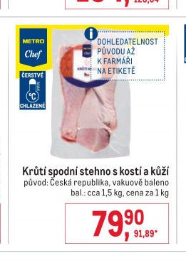 Krůtí spodní stehno s kostí a kůží