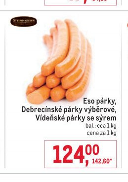 Eso párky, Debrecínské párky výběrové, Vídeňské párky se sýrem