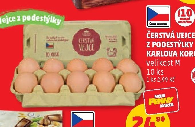 Čerstvá vejce z podestýlky Karlova Koruna
