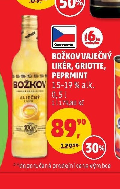 Božkov vaječný likér/pepermint